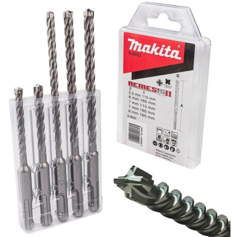 Makita B-59003 Nemesis 2 SDS Plus 5 Piece Drill Bit Set - 5.5mm 6mm 7mm 8mm