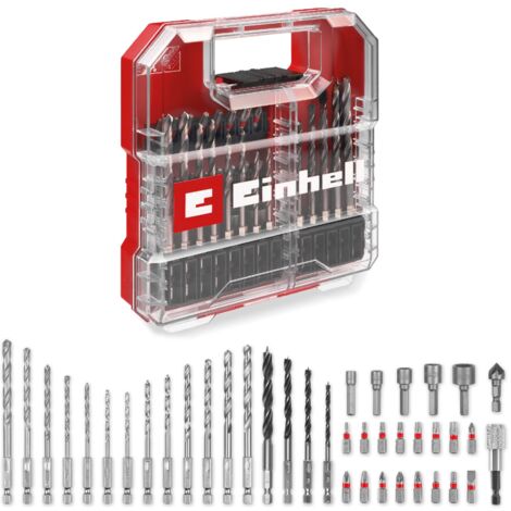 Einhell Premium KWB 40 Piece Drill Bit Set Masonry HSS Brad Wood Bits Sockets