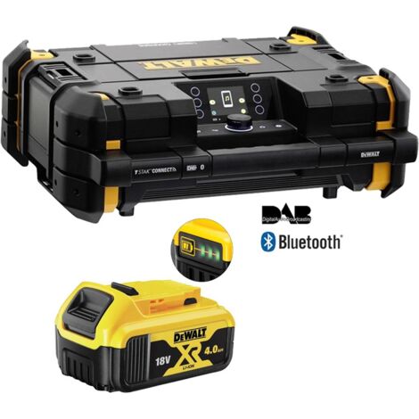 Dewalt 18v Tstak DAB Digital Site Radio Bluetooth Charger USB + 4.0AH Battery