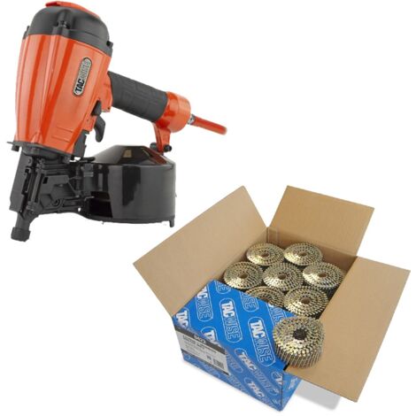 Tacwise Coil 57mm Air Framing Nailer + 9,000 2.5 X 50mm Galvanised Coil Nails (1/5)