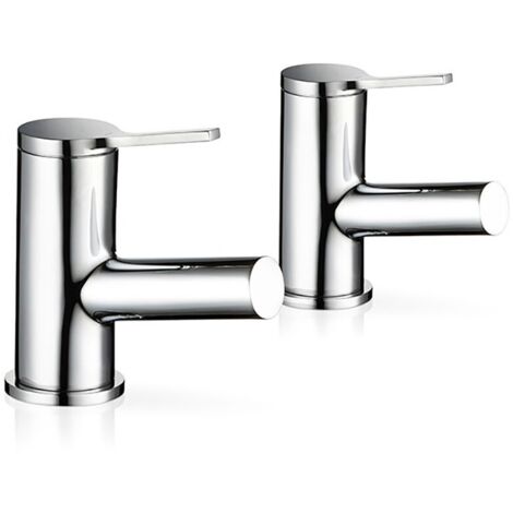 Mira Showers Evolve Bath Pillar Taps Chrome Round Bathroom Minimalist Lever Pair