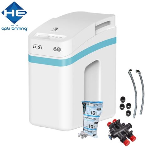 Monarch LUXE HE FreeFlow Water Softener Gravity Fed System 15mm Hoses +10Kg Salt (1/5)