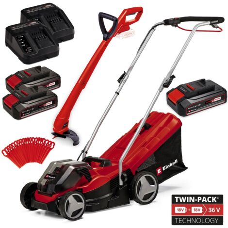 Einhell Cordless 36v Lawnmower 33cm Cut Brushless + Grass Trimmer 3x Batteries (1/5)