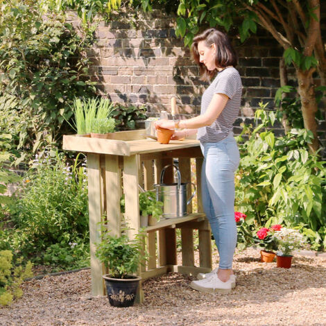 Zest Folding Garden Bar BBQ Wooden Side Table Pallet Potting Table Multi Purpose