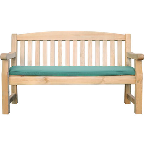 Zest Emily Wooden Garden Bench 3 Seater 5ft Seat Pad Outdoor Cushion Green