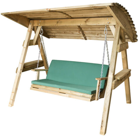 Zest Pad & Back Cushion Miami Santorini 3 Seater Swing Seat Bench Green Burghley