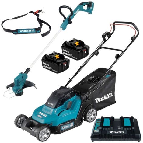 Makita DLM432PT2 Twin 18v 36v LXT Cordless 43cm Lawn Mower 2x5ah+ DUR193 Trimmer (1/5)