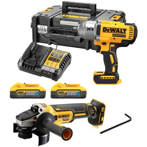 Dewalt 18v DCF900H2T XR High Torque Impact Wrench 1/2"" 2x Powerstack + Grinder (1/5)