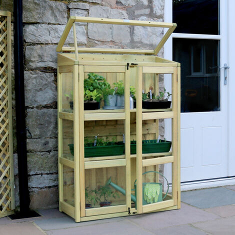Zest Compact Botanical Wooden Greenhouse Growhouse Cold Frame Planter (1/5)