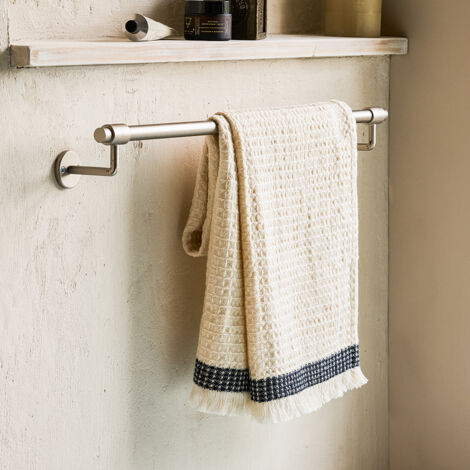 Novello Brushed Nickel Bathroom Large Metal Towel Rail Bar Holder Silver Pewter