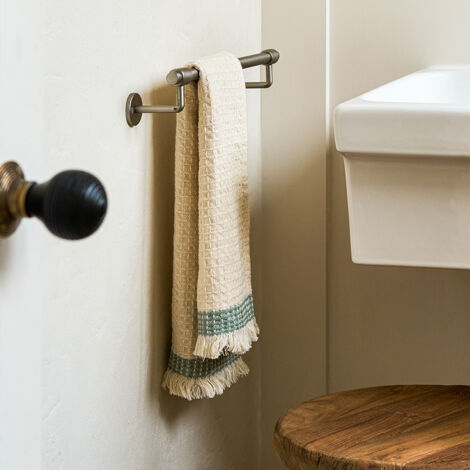 Novello Brushed Nickel Bathroom Small Metal Towel Rail Bar Holder Silver Pewter
