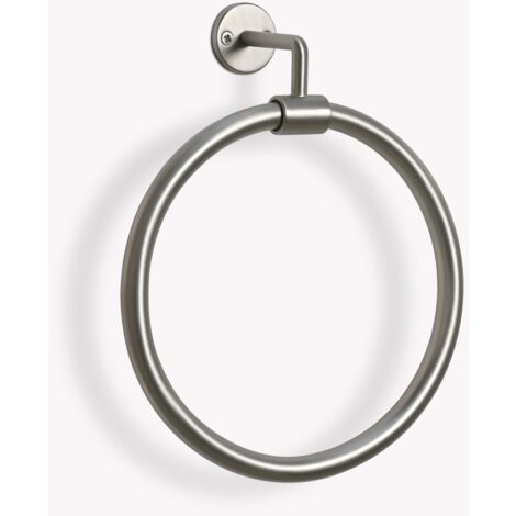 Novello Brushed Nickel Bathroom Towel Ring Holder Wall Mounted Metal Silver