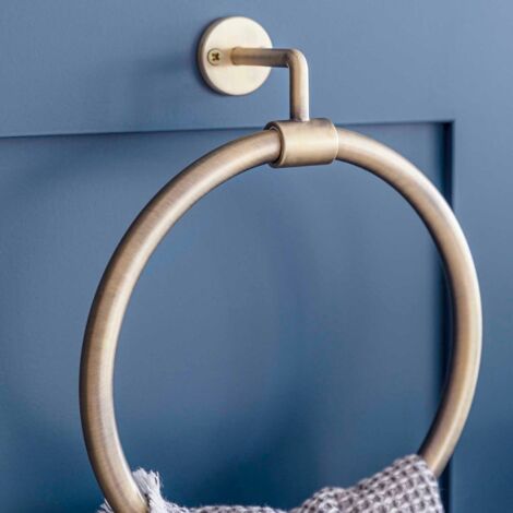 Novello Brushed Nickel Bathroom Towel Ring Holder Wall Mounted Metal Silver