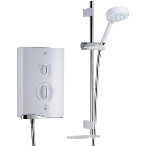 Mira Sport MTF MULTI-FIT Electric Shower 9.8kW White Chrome + Riser Rail +4 Head