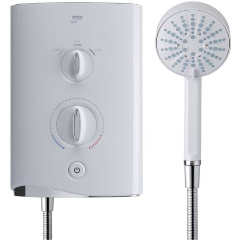 Mira Sport MTF MULTI-FIT Electric Shower 9.8kW White Chrome + Riser Rail +4 Head