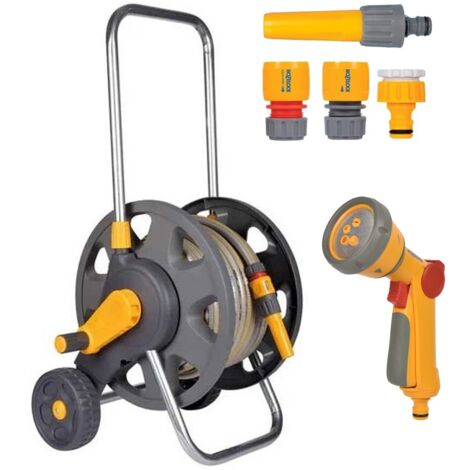 Hozelock 45m Free Standing Garden Hose Cart 20m Hose Connector Spray Gun 2489 (1/5)