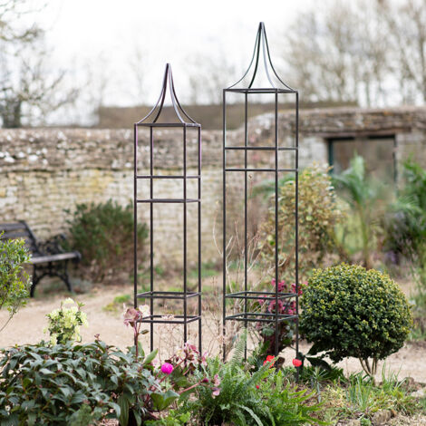 2 x Garden Trading Charlbury Obelisk Plant Supports Metal Black Climbing Plants