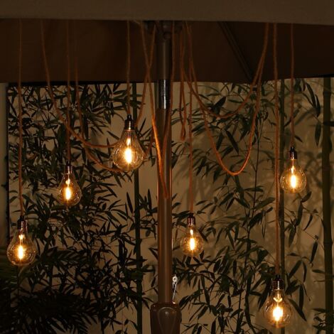 Noma 6 x Jute Rope Spider Chandelier String Parasol Garden Lights Edison Bulb