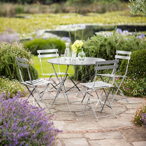 Garden Trading Rive Droite 4 Seater Bistro Set Large Silver Grey Outdoor Indoor