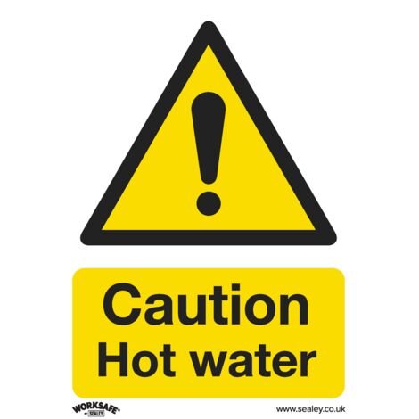 Sealey SS38P1 Worksafe® Caution Hot Water Safety Sign- Rigid Plastic
