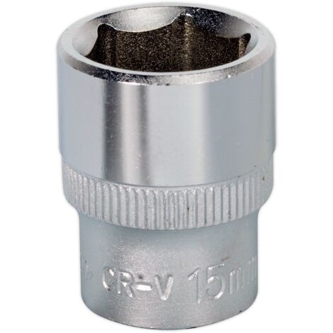 Sealey – Premier socket 3/8"Sq Drive 15mm S3815 – Cold-forged Chrome Vanadium steel – WallDrive® configuration for extra grip (1/2)