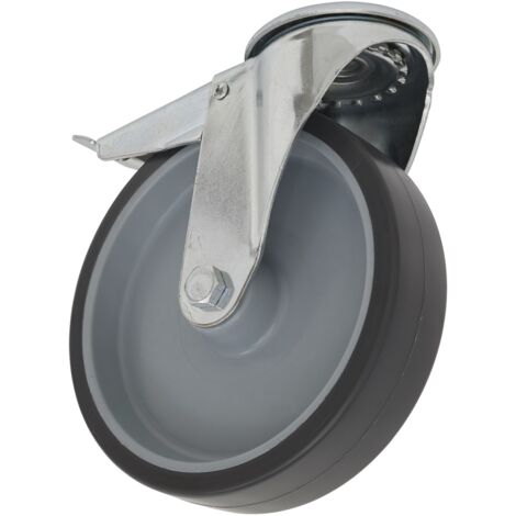 Sealey Medium-Duty Thermoplastic Bolt Hole Caster Wheel with Total Lock �50mm - Trade SCW250SBLEM