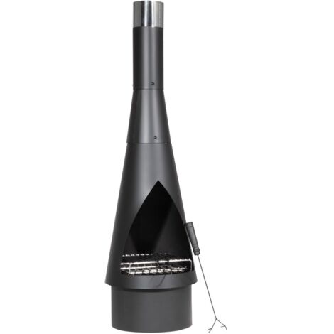 Dellonda DG109 Outdoor Chiminea, Fireplace, Fire Pit, Heater, Durable, Black Steel