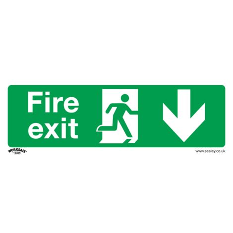 Sealey SS22P1 Worksafe&reg Fire Exit (Down) Safety Sign - Rigid Plastic
