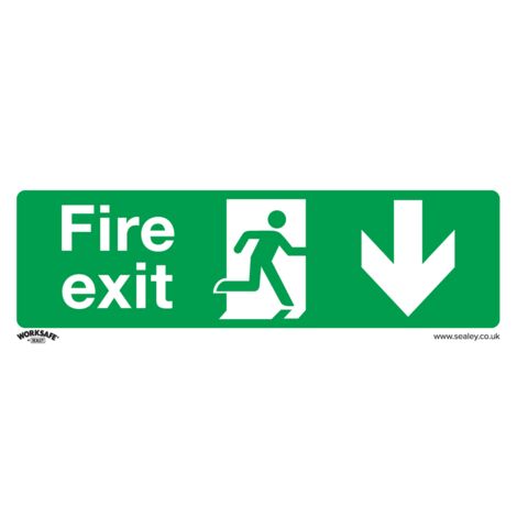 Sealey SS22V1 Worksafe® Fire Exit (Down) Safety Sign - Self-Adhesive Vinyl