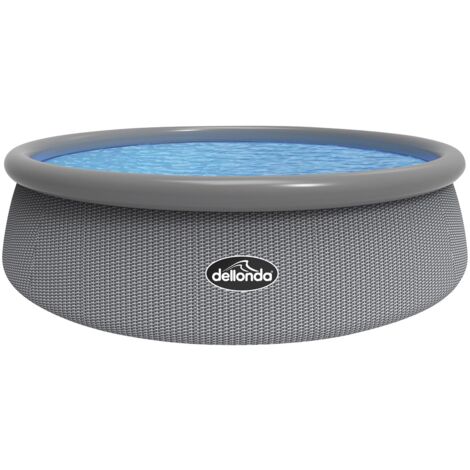 Dellonda DL18 Paddling/Swimming Pool & Pump 15ft - Gray Rattan Effect