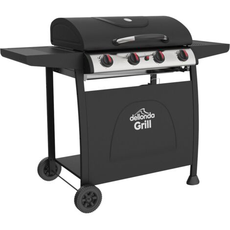 Sealey Dellonda 4 Burner Gas BBQ Grill Ignition Black Stainless Steel DG15