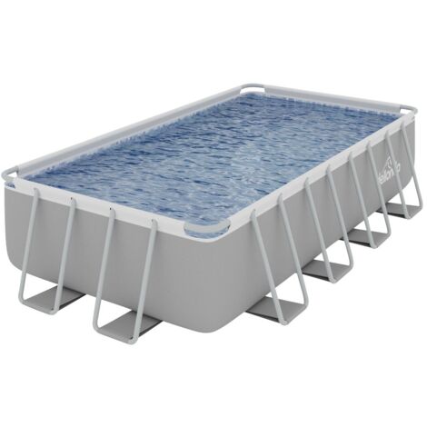 Dellonda 18ft Deluxe Steel Frame Swimming Pool Rectangular & Filter Pump DL22