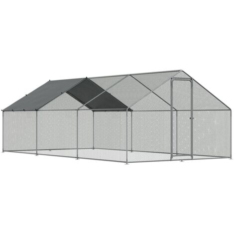 Dellonda DG280 Walk-In Galvanized Steel Chicken Run with Roof Cover & PVC Coated Chicken Wire