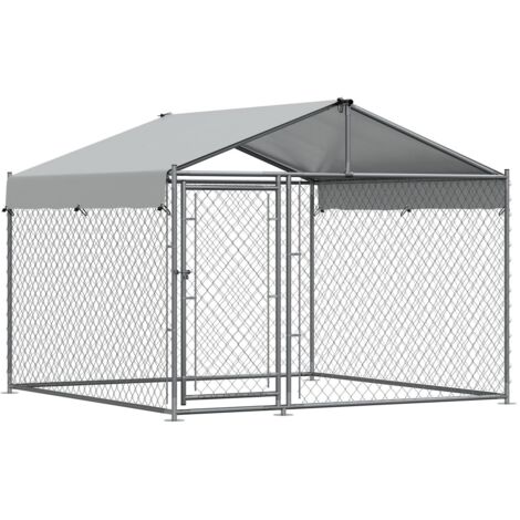 Dellonda DG281 Galvanised Steel Dog Kennel with Roof Cover & Chain Link Fencing