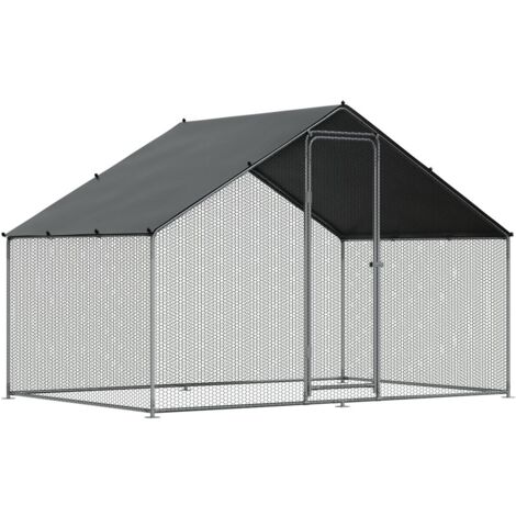 Dellonda DG278 Walk-In Galvanized Steel Chicken Run with Roof Cover & PVC Coated Chicken Wire