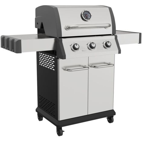 Sealey Dellonda 3 Burner Deluxe Gas BBQ Piezo Ignition Stainless Steel DG16