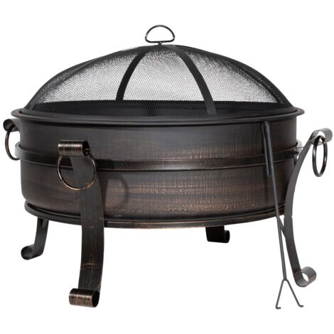 Dellonda DG42 76cm Deluxe 2-in-1 Outdoor Fire Pit & Coffee Table Antique Bronze Effect
