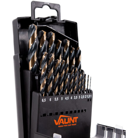 Vaunt 19 Piece HSS M2 Turbo Drill Bit Set Steel Iron Aluminium Metal Drilling (1/5)