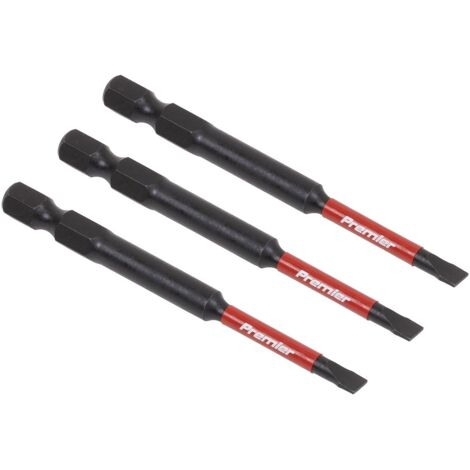 Sealey AK8251 Premier Slotted Impact Power Tool Bits 4.5 x 75mm 3pc