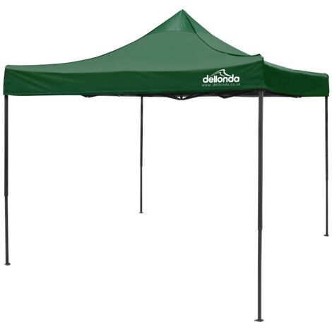 Dellonda DG132 Premium 3 x 3m Pop-Up Gazebo, PVC Coated, Water Resistant Fabric, Supplied with Carry Bag, Rope, Stakes & Weight Bags - Dark Green Canopy (1/5)
