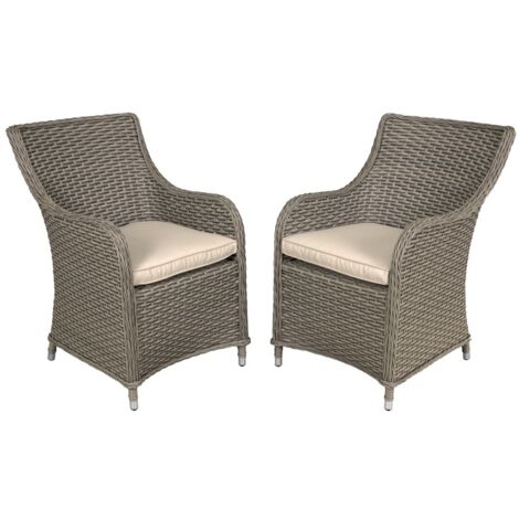 Dellonda DG64 Chester Rattan Wicker Outdoor Garden Dining Chairs 2pc (1/5)