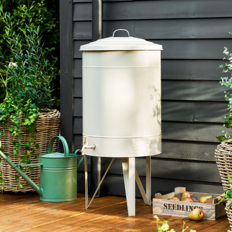 Garden Trading Classic Water Butt Clay Cream Steel 100L & Tap