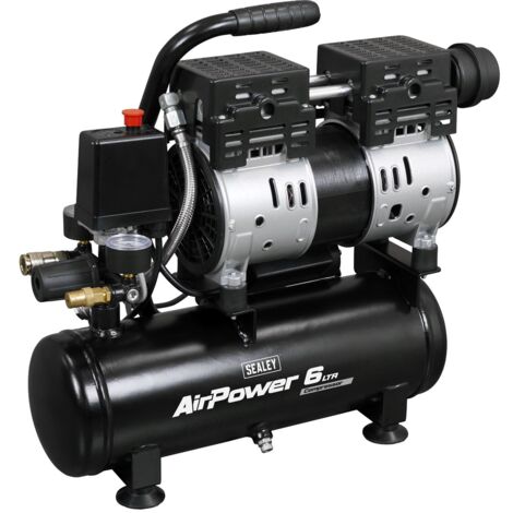 Sealey SAC6000S 6L Oil Free Low Noise Direct Drive Air Compressor 1hp