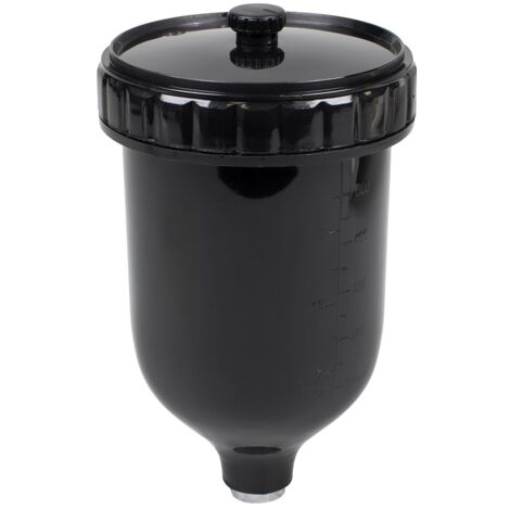 Sealey PC02 UV Paint Spray Gun Pot with Brass Fitting 600ml - Black (1/3)