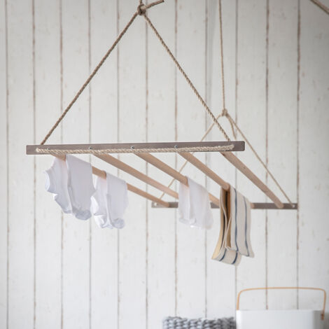 Garden Trading Chalford Ceiling Hanging Clothes Line Horse Dryer Laundry Natural (1/5)