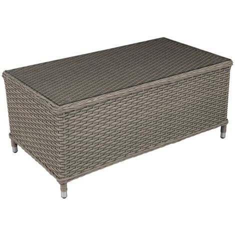 Dellonda Chester Rattan Wicker Outdoor Coffee Table Tempered Glass Brown DG71