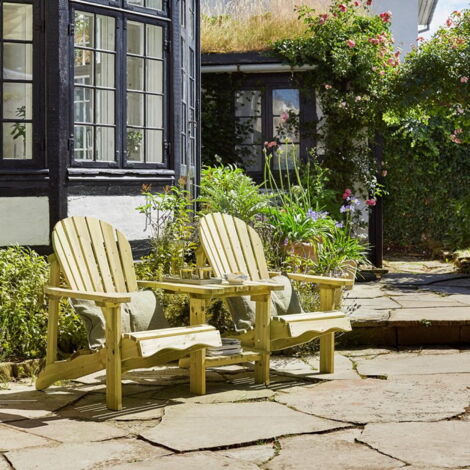 Woodshaw Salcombe Wooden Companion Love Relax Seat Garden Chair Sun Lounger