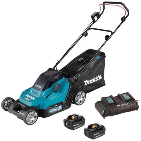 Makita DLM432CT2 Twin 18v / 36v LXT Cordless 43cm Lawn Mower Soft Start 2x 5AH