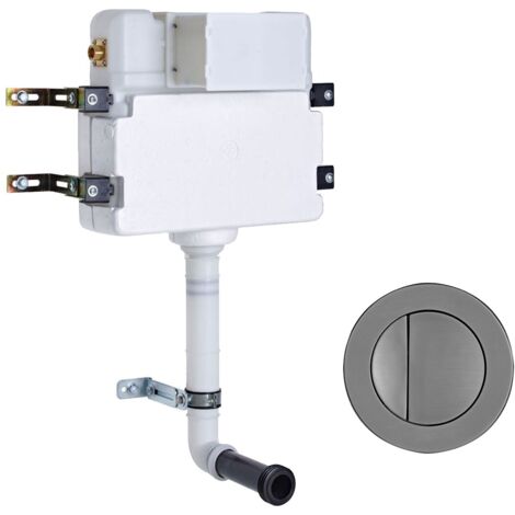 Roper Rhodes In Wall Concealed Cistern and Round Gunmetal Dual Flush Button
