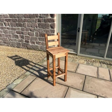 Charles Taylor Wooden Alfresco Deluxe Bar Stool Chair Seat Back Indoor Outdoor (1/5)